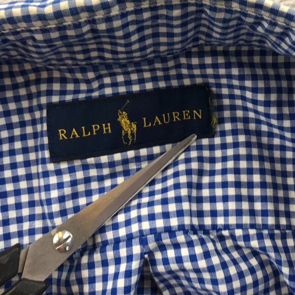 Ralph Lauren Men Shirt Large Blue Gingham Long Sleeve Button Down Casual Classic - Picture 4 of 16